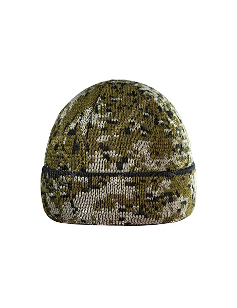 Шапка вязаная 3-х нитка с отворотом цв.Цифра зелёная