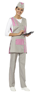 Комплект "Стиль" (фартук-сарафан, брюки, пилотка) цв. серый + розовый 