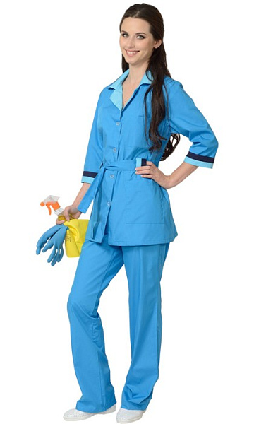 Костюм "ФЛОРА" женский: куртка, брюки тёмно-голубой