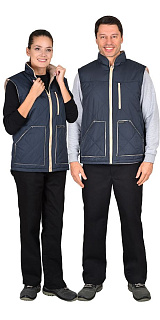 Жилет "ЕВРОПА" удлиненный (на подкладке флис) сине-серый