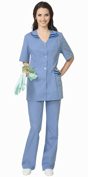 Костюм "ЖЕНЕВА" женский: куртка, брюки светло-голубой с тёмно-синим