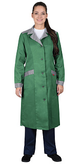 Халат СИРИУС-ТЕХНОЛОГ женский, зеленый со средне-серым