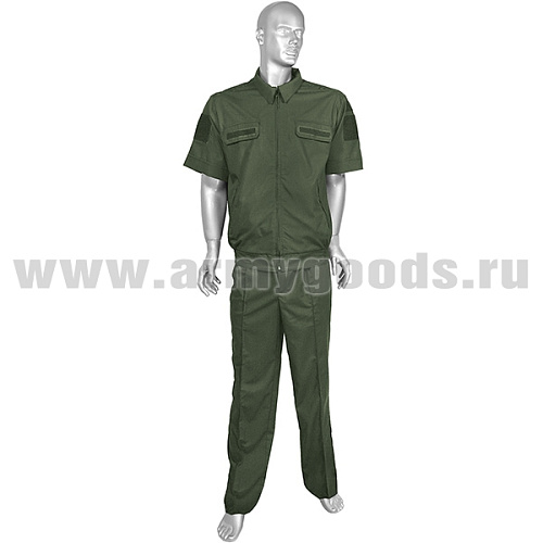 Костюм лет. МО офисный оливковый короткий рукав (рубашечная ткань) (МПА-36)