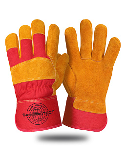 Перчатки спилковые комбинированные утепленные АЛТАЙ Safeprotect желтые(меховые)