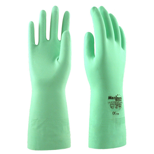 Перчатки "КОНТАКТ" L-F-02 р.S,M,L,XL (латекс, хлопковый слой, толщ.0,52мм, дл.320мм) Manipula