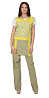 Комплект "ГАЛАТЕЯ" женский: фартук, брюки оливковый с желтым