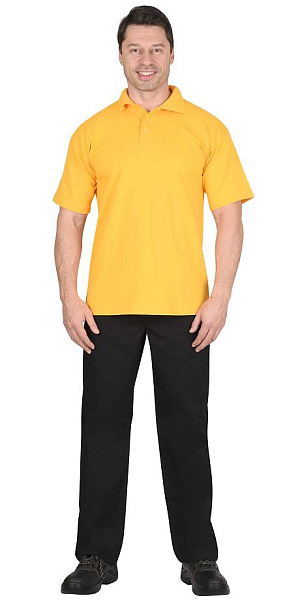 Рубашка-поло короткие рукава желтая, рукав с манжетом, пл. 180 г/кв.м